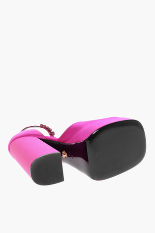 Pumps Plateau aus Satin mit Schmuckriemchen 17 cm