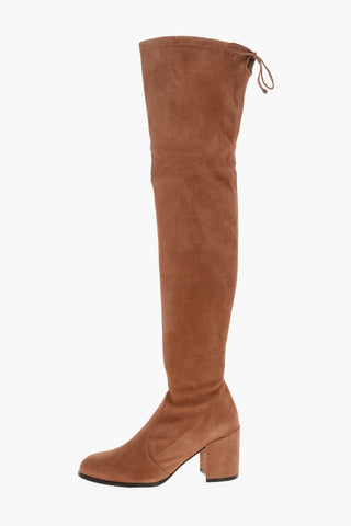 Suede TIELAND Over the Knee Boots with Lace-up Detail