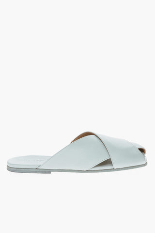 Criss Cross Design Textured Leather Slippers