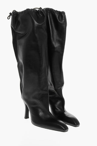 Pouch Design FALKON Leather Boots with Drawstring 10cm