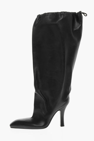 Pouch Design FALKON Leather Boots with Drawstring 10cm
