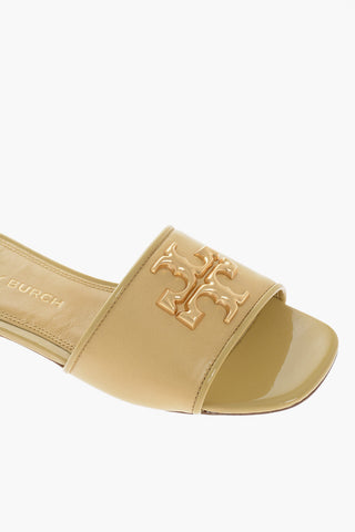 Slippers in Pelle con Logo in Metallo