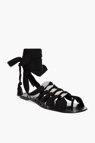 Sandali Lace-up con Lacci Herringbone alla Caviglia