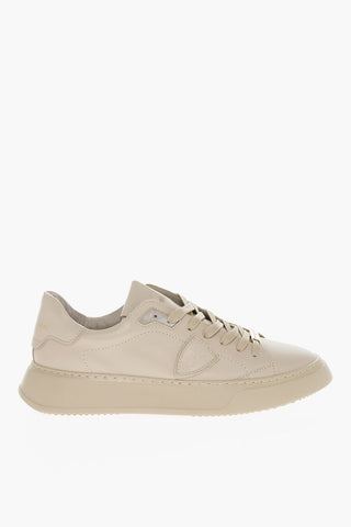 Lace-up Monochrome TEMPLE Leather Sneakers