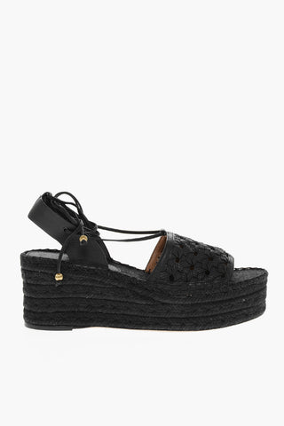 Ankle Ties Basketweave Wedge Sandals