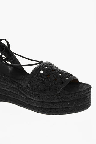 Ankle Ties Basketweave Wedge Sandals