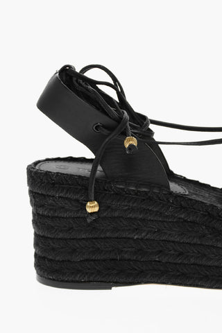 Ankle Ties Basketweave Wedge Sandals