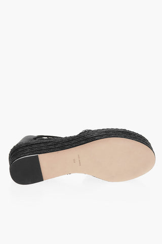 Ankle Ties Basketweave Wedge Sandals