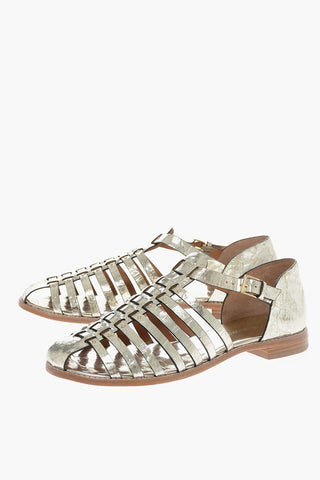 Lamè Cracked Leather Fisherman Sandals