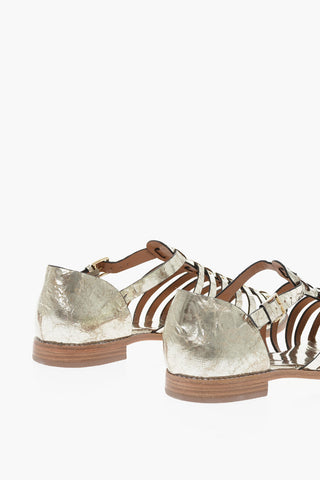 Lamè Cracked Leather Fisherman Sandals