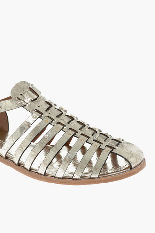 Lamè Cracked Leather Fisherman Sandals