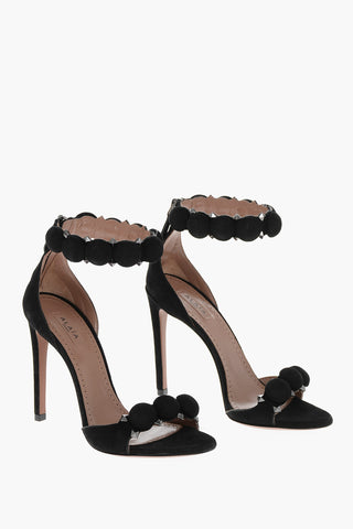 Back Zip Suede Sandals with Studs 10,5cm