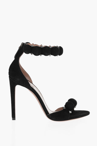 Back Zip Suede Sandals with Studs 10,5cm