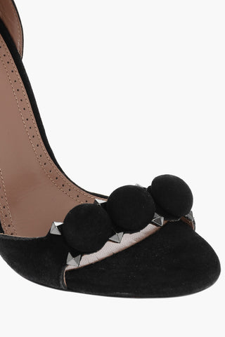 Back Zip Suede Sandals with Studs 10,5cm