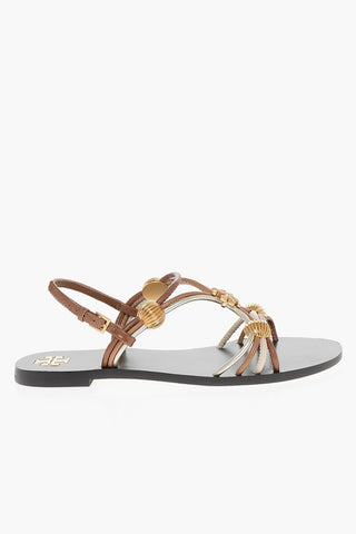 Sandali in Pelle con Dettagli Gioiello