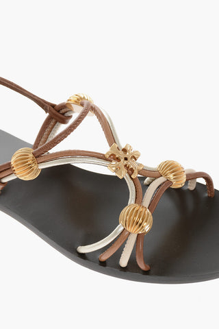 Sandali in Pelle con Dettagli Gioiello
