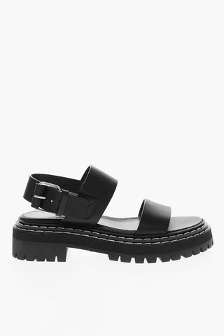 2 Straps Leather EVITA Sandals with Carrion Sole and Buckle