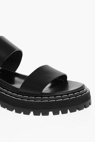 2 Straps Leather EVITA Sandals with Carrion Sole and Buckle