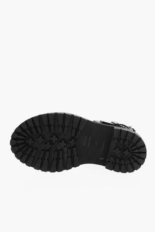 2 Straps Leather EVITA Sandals with Carrion Sole and Buckle