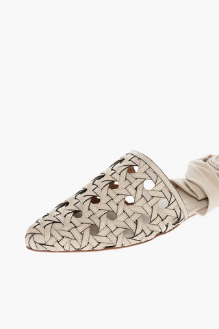Sandali Basketweave con Lacci alla Caviglia in Nappa