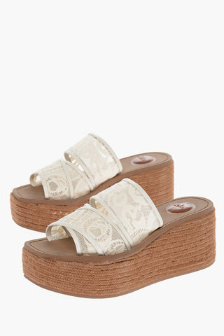 Woven Wedge Slippers with Logo Lace Details 7,5cm