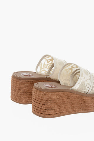 Woven Wedge Slippers with Logo Lace Details 7,5cm