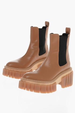Wood and Rubber Sole EMILIE Chelsea Booties 8cm