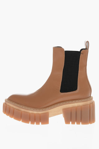 Wood and Rubber Sole EMILIE Chelsea Booties 8cm