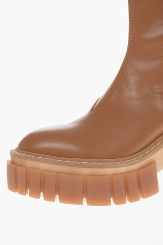 Wood and Rubber Sole EMILIE Chelsea Booties 8cm