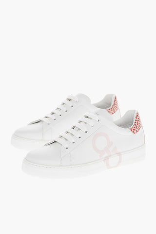 Logoed Leather NUMBER Sneakers with Contrasting Reptile Print