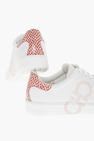 Logoed Leather NUMBER Sneakers with Contrasting Reptile Print