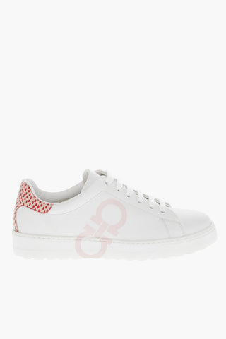 Logoed Leather NUMBER Sneakers with Contrasting Reptile Print