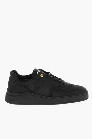 Low-top Sneakers with Croco Printed Suede Details
