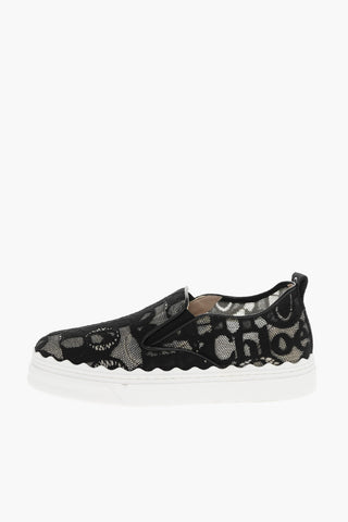 Sneakers Slip On LAUREN con Design Logo in Pizzo e Suola a Contrasto
