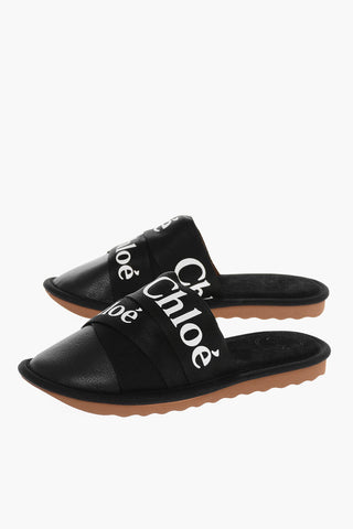 Textured Leather WOODY Sippers with Logoed Ribbon Details