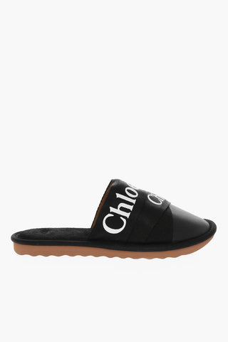 Textured Leather WOODY Sippers with Logoed Ribbon Details