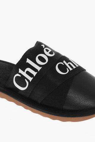 Textured Leather WOODY Sippers with Logoed Ribbon Details