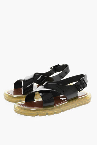 Criss Cross Rubber Sandals with Injected Sole