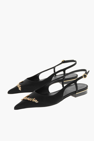Satin RITA Slingback Ballet Flats with Logo Jeweled Buckle