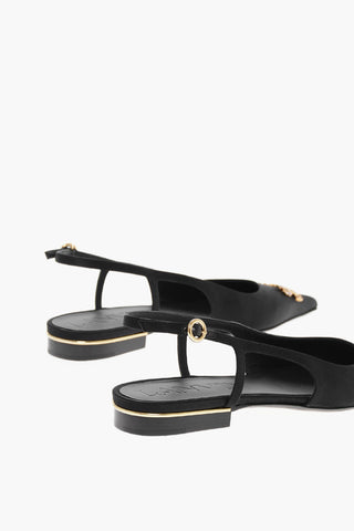 Satin RITA Slingback Ballet Flats with Logo Jeweled Buckle