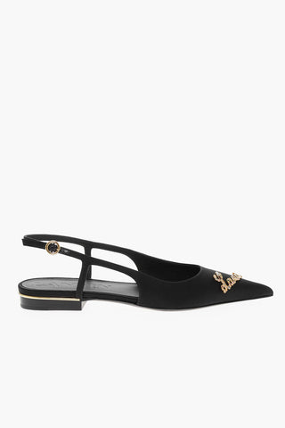 Satin RITA Slingback Ballet Flats with Logo Jeweled Buckle