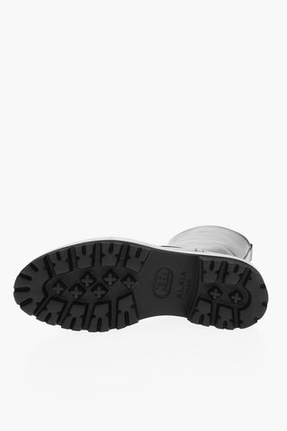 Lace-up Leather Combat Booties with Micro Metal Eyelets