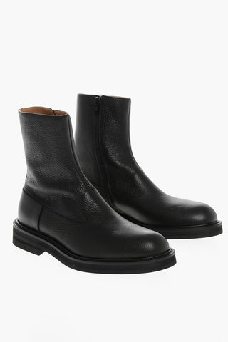 Stivaletti in Pelle Martellata con Zip Interna
