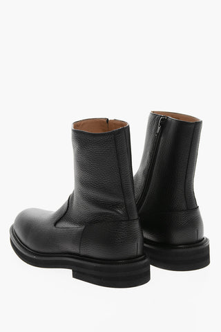 Stivaletti in Pelle Martellata con Zip Interna