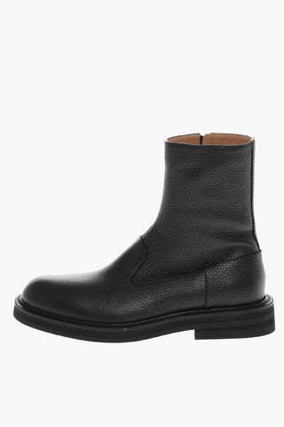 Stivaletti in Pelle Martellata con Zip Interna