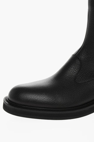 Stivaletti in Pelle Martellata con Zip Interna