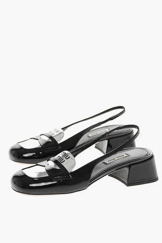 Patent Leather Slingback Penny Loafers
