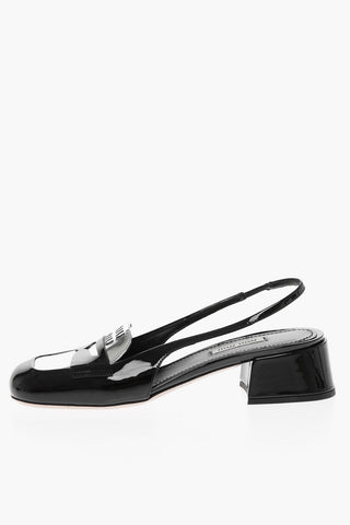 Patent Leather Slingback Penny Loafers