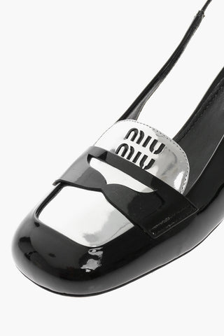 Patent Leather Slingback Penny Loafers