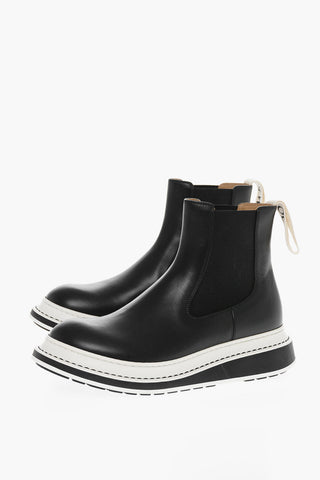 Contrasting Sole Leather Chelsea Booties